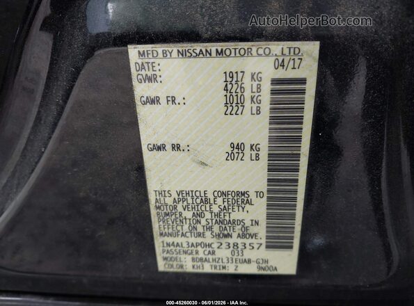 1N4AL3AP0HC238357 2017 NISSAN ALTIMA Black Շարժիչի բաժամունքի տեսք