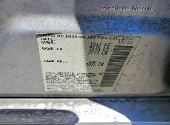 1N4AL3AP1GC125760 2016 NISSAN ALTIMA Silver ძრავის განყოფილების ხედი