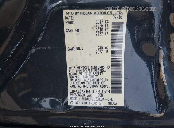 1N4AL3AP1GC174179 2016 NISSAN ALTIMA Серый Вид подкапотного пространства