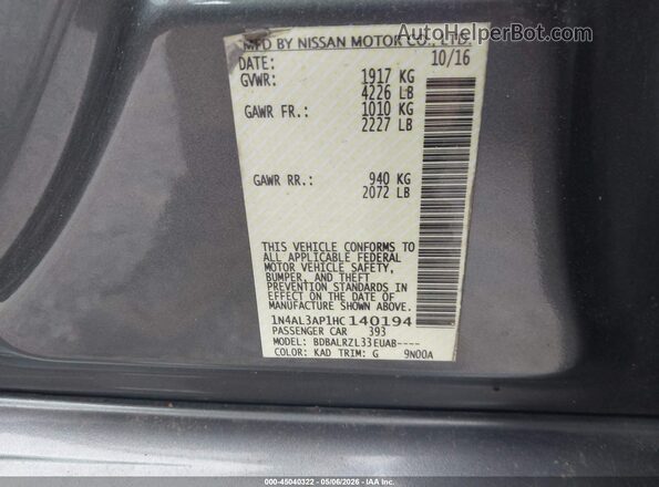 1N4AL3AP1HC140194 2017 NISSAN ALTIMA Gray Շարժիչի բաժամունքի տեսք