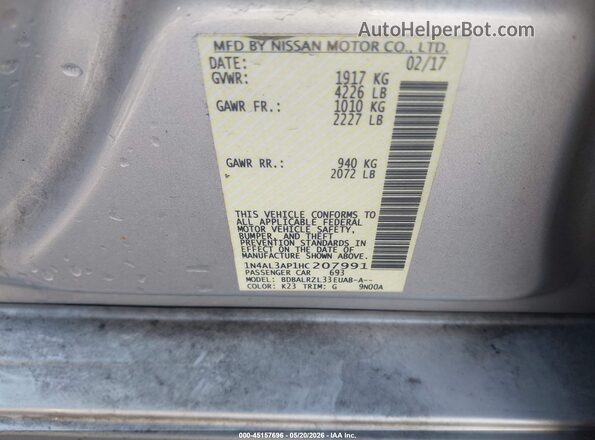 1N4AL3AP1HC207991 2017 NISSAN ALTIMA Gray Engine compartment view