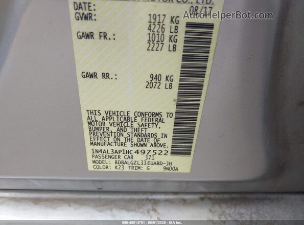 1N4AL3AP1HC497522 2017 NISSAN ALTIMA Silver 
