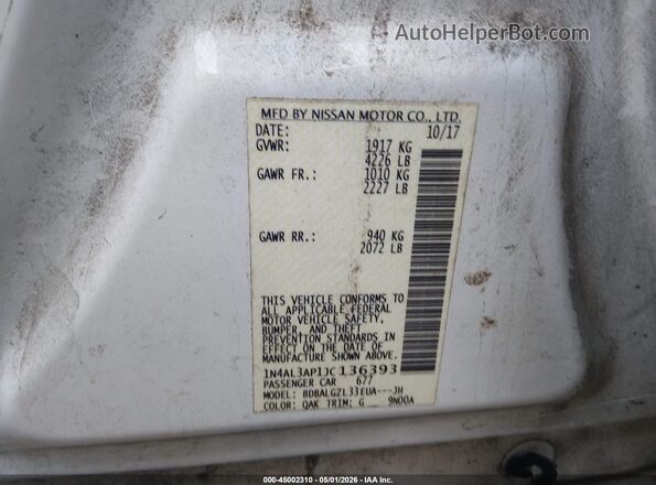 1N4AL3AP1JC136393 2018 NISSAN ALTIMA White Engine compartment view