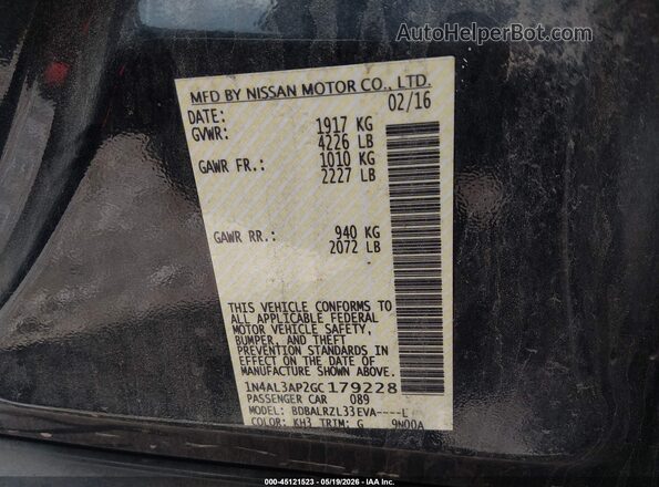 1N4AL3AP2GC179228 2016 NISSAN ALTIMA Black Շարժիչի բաժամունքի տեսք