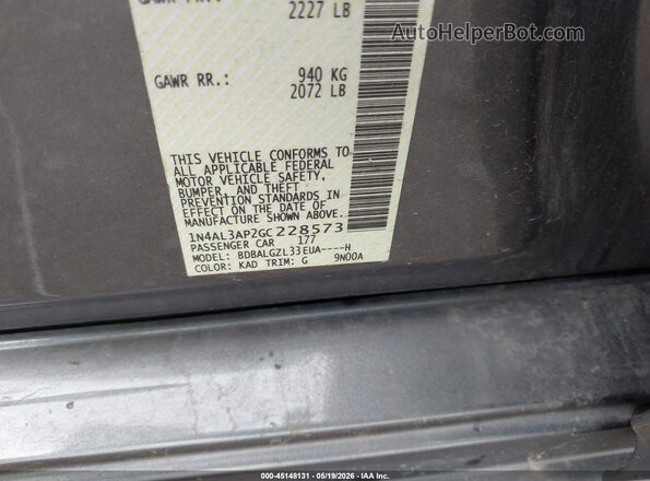 1N4AL3AP2GC228573 2016 NISSAN ALTIMA Gray Widok komory silnika