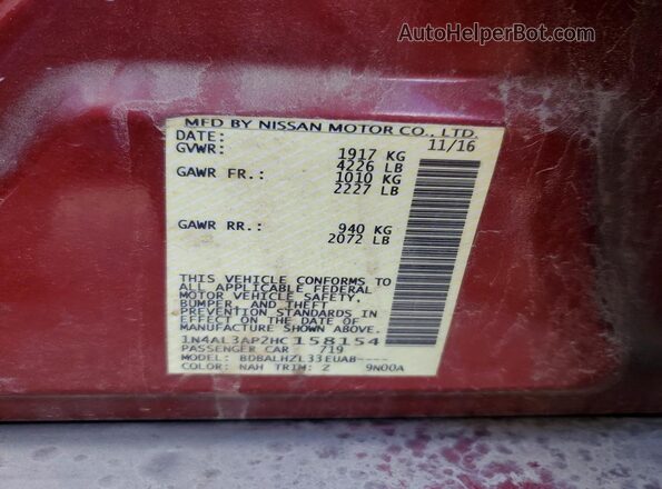 1N4AL3AP2HC158154 2017 NISSAN ALTIMA Red 