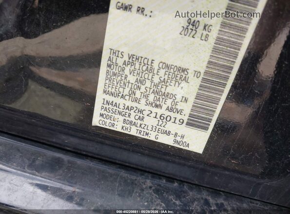 1N4AL3AP2HC216019 2017 NISSAN ALTIMA Green Вид підкапотного простору