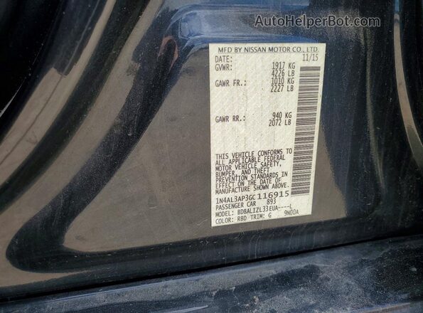 1N4AL3AP3GC116915 2016 NISSAN ALTIMA Charcoal Շարժիչի բաժամունքի տեսք