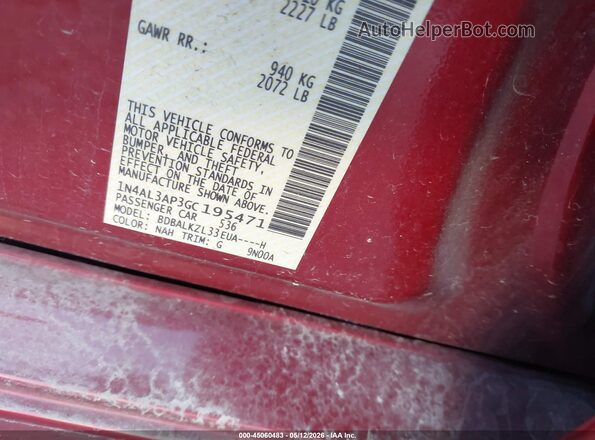 1N4AL3AP3GC195471 2016 NISSAN ALTIMA Red Вид підкапотного простору