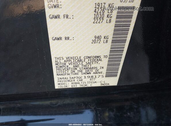1N4AL3AP3GC198175 2016 NISSAN ALTIMA Black Engine compartment view