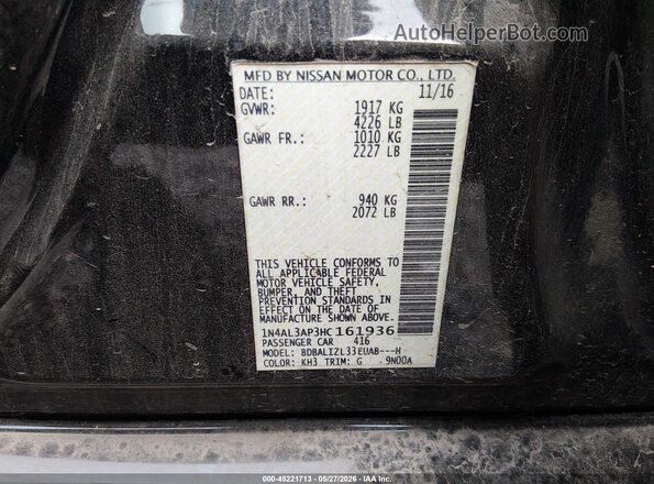 1N4AL3AP3HC161936 2017 NISSAN ALTIMA Black Widok komory silnika