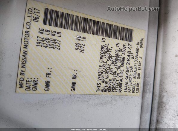 1N4AL3AP3HC284877 2017 NISSAN ALTIMA Белый Вид подкапотного пространства