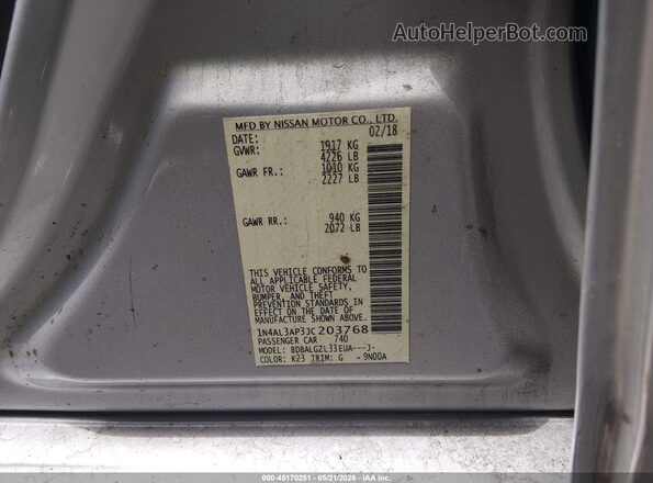 1N4AL3AP3JC203768 2018 NISSAN ALTIMA Silver Engine compartment view