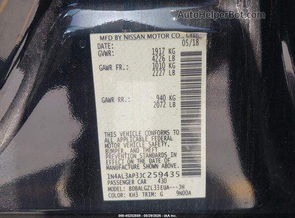 1N4AL3AP3JC259435 2018 NISSAN ALTIMA Черный 