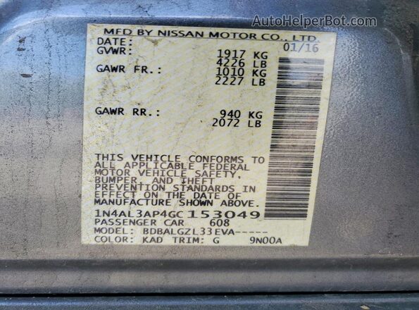 1N4AL3AP4GC153049 2016 NISSAN ALTIMA Gray 