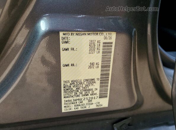 1N4AL3AP4GC252017 2016 NISSAN ALTIMA Gray 