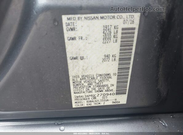 1N4AL3AP4GC270940 2016 NISSAN ALTIMA Gray 