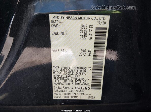 1N4AL3AP4GN360285 2016 NISSAN ALTIMA Gray Engine compartment view