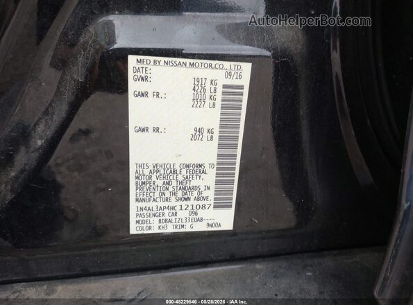 1N4AL3AP4HC121087 2017 NISSAN ALTIMA Black Engine compartment view