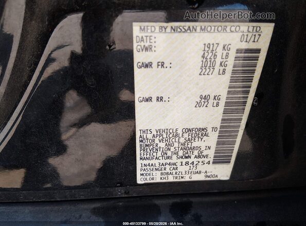 1N4AL3AP4HC184254 2017 NISSAN ALTIMA Black Вид підкапотного простору