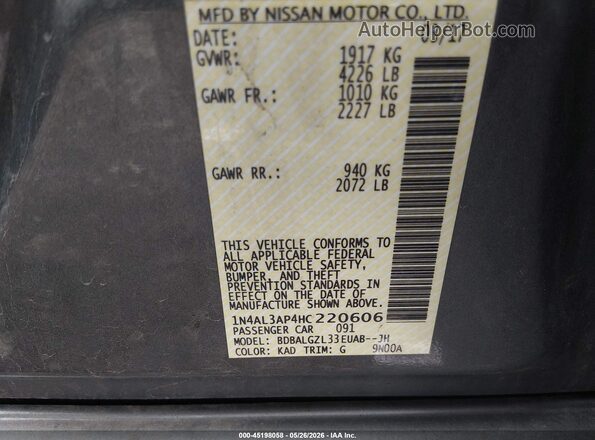 1N4AL3AP4HC220606 2017 NISSAN ALTIMA Gray 
