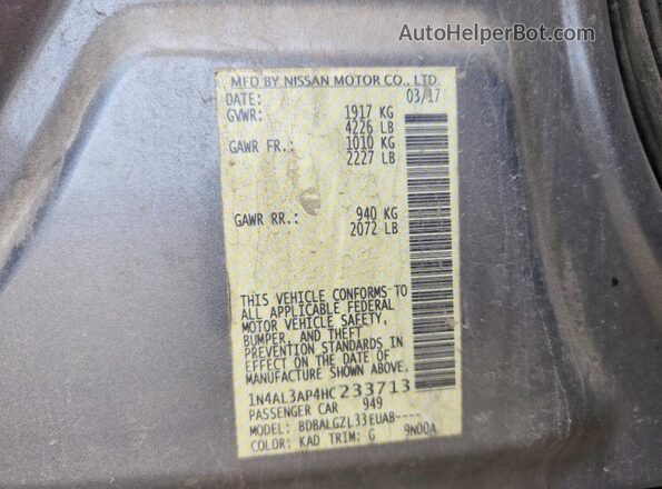 1N4AL3AP4HC233713 2017 NISSAN ALTIMA Gray 