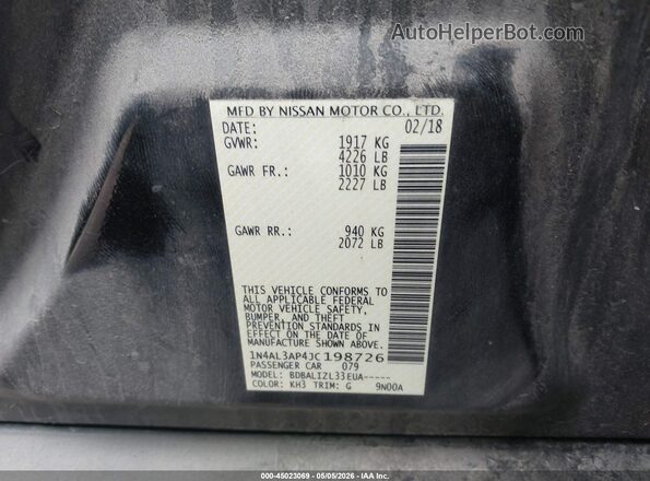 1N4AL3AP4JC198726 2018 NISSAN ALTIMA Black Widok komory silnika