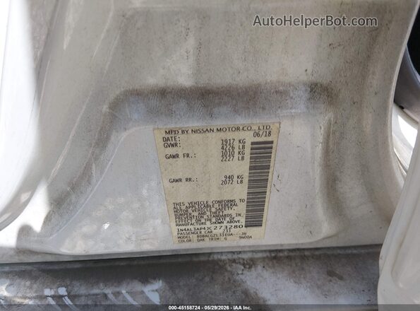 1N4AL3AP4JC273280 2018 NISSAN ALTIMA White Vista del compartimento del motor