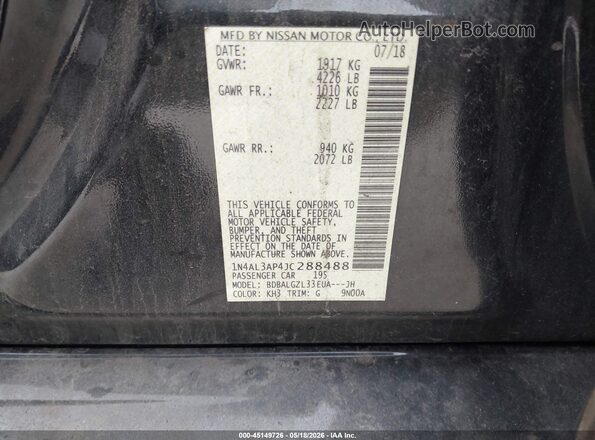 1N4AL3AP4JC288488 2018 NISSAN ALTIMA Black Вид підкапотного простору