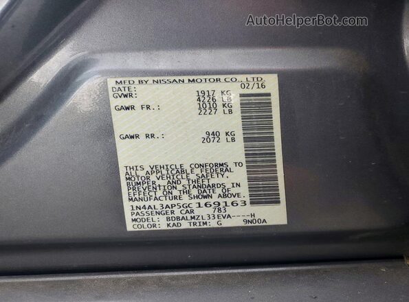 1N4AL3AP5GC169163 2016 NISSAN ALTIMA Gray 