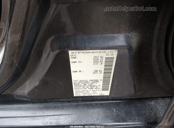 1N4AL3AP5GC234321 2016 NISSAN ALTIMA Gray Vista del compartimento del motor