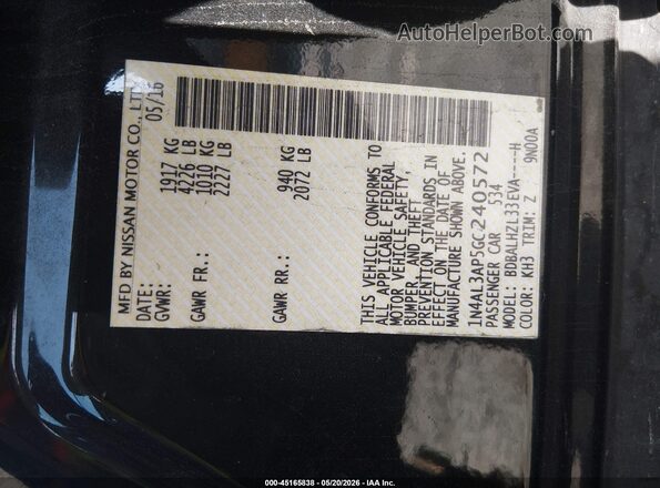 1N4AL3AP5GC240572 2016 NISSAN ALTIMA Black Widok komory silnika