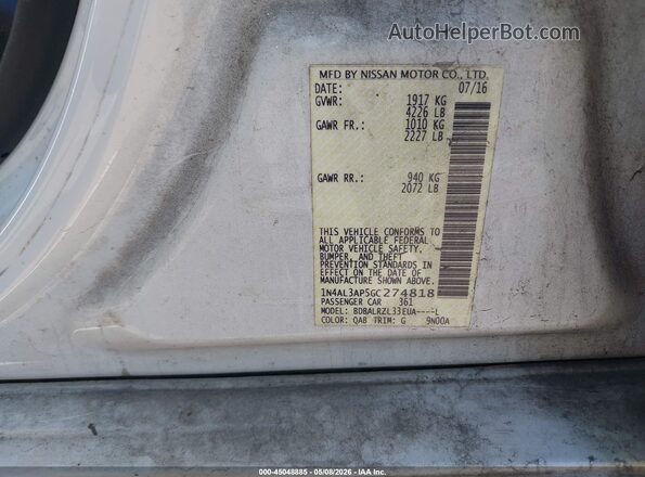1N4AL3AP5GC274818 2016 NISSAN ALTIMA White 