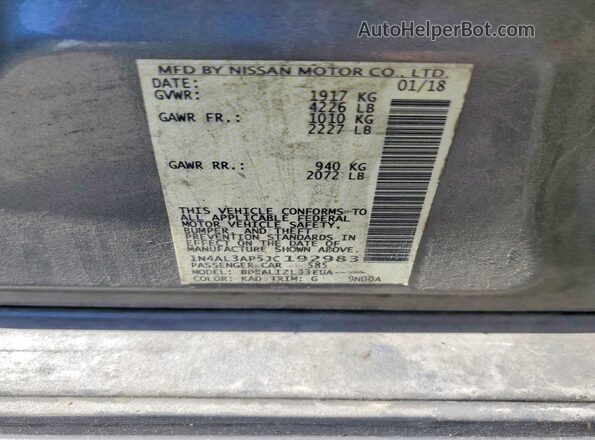 1N4AL3AP5JC192983 2018 NISSAN ALTIMA Gray 