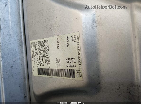 1N4AL3AP5JC252518 2018 NISSAN ALTIMA Silver Вид підкапотного простору