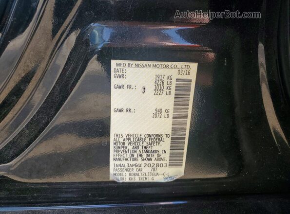 1N4AL3AP6GC202803 2016 NISSAN ALTIMA Black 