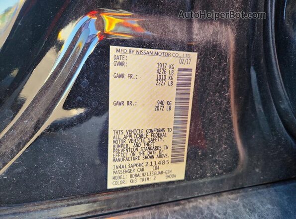 1N4AL3AP6HC211485 2017 NISSAN ALTIMA Черный 