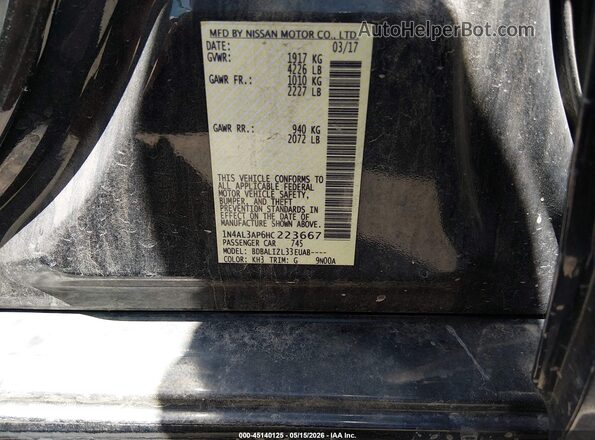 1N4AL3AP6HC223667 2017 NISSAN ALTIMA Black Շարժիչի բաժամունքի տեսք