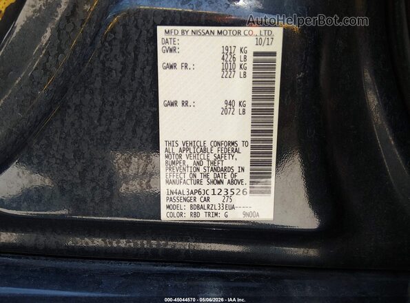 1N4AL3AP6JC123526 2018 NISSAN ALTIMA Синий Вид подкапотного пространства