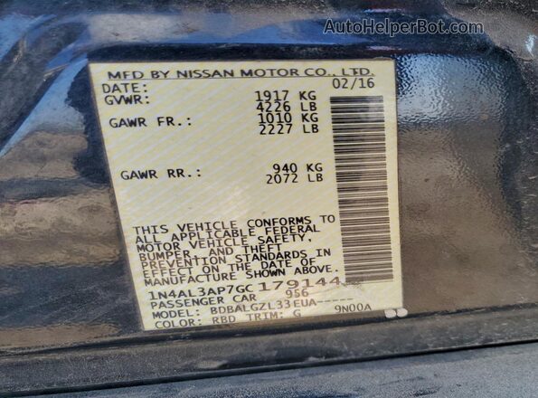 1N4AL3AP7GC179144 2016 NISSAN ALTIMA Gray 