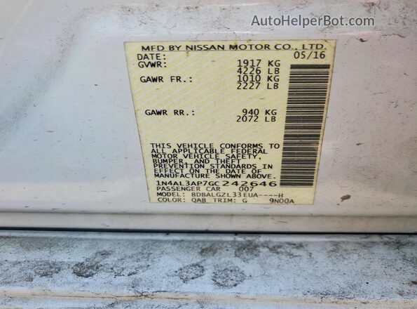 1N4AL3AP7GC242646 2016 NISSAN ALTIMA Cream 