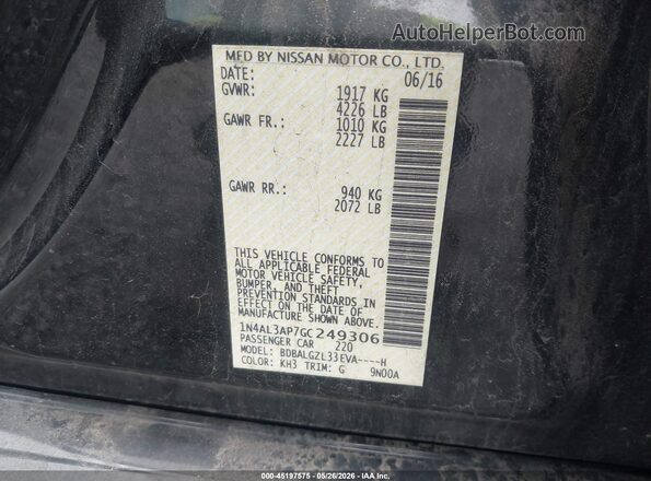 1N4AL3AP7GC249306 2016 NISSAN ALTIMA Black ძრავის განყოფილების ხედი