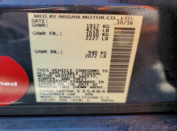 1N4AL3AP7HC135484 2017 NISSAN ALTIMA Black 