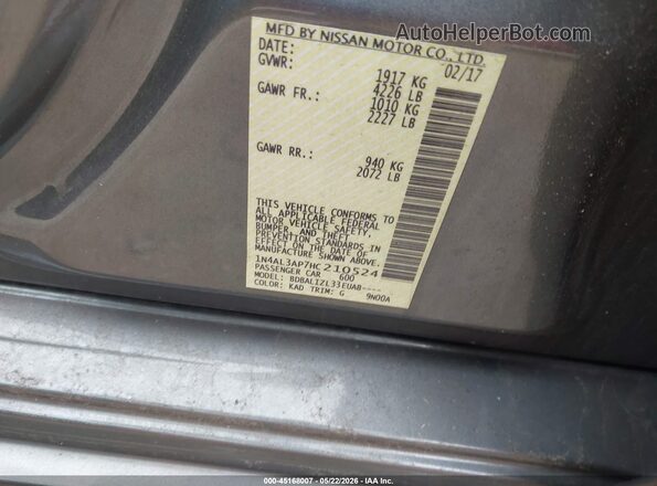 1N4AL3AP7HC210524 2017 NISSAN ALTIMA Серый 