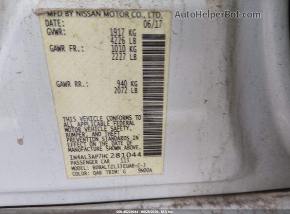 1N4AL3AP7HC281044 2017 NISSAN ALTIMA White 