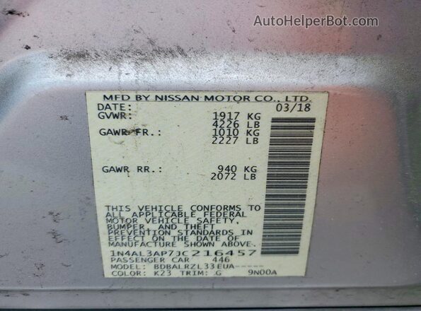 1N4AL3AP7JC216457 2018 NISSAN ALTIMA Silver Engine compartment view