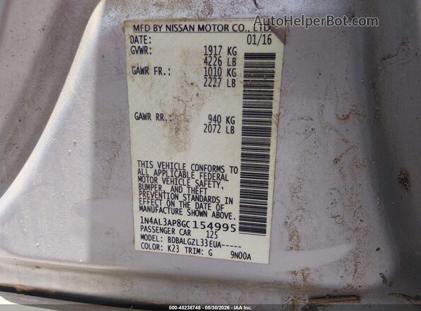 1N4AL3AP8GC154995 2016 NISSAN ALTIMA Silver 