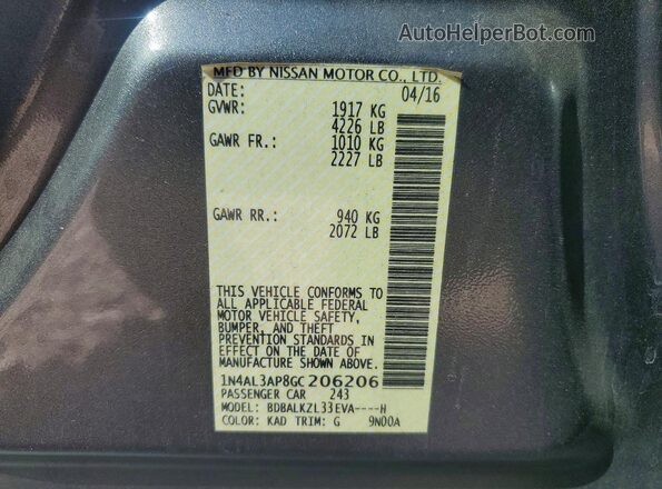 1N4AL3AP8GC206206 2016 NISSAN ALTIMA Gray 