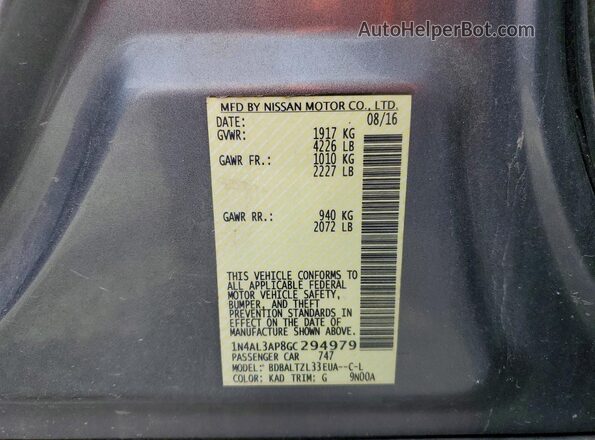 1N4AL3AP8GC294979 2016 NISSAN ALTIMA Gray 