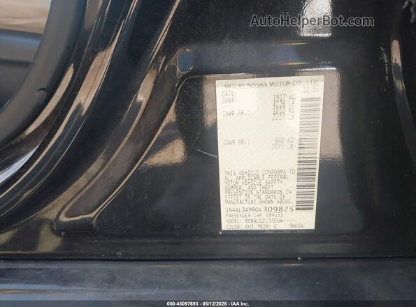 1N4AL3AP8GN309825 2016 NISSAN ALTIMA Black Vista del compartimento del motor